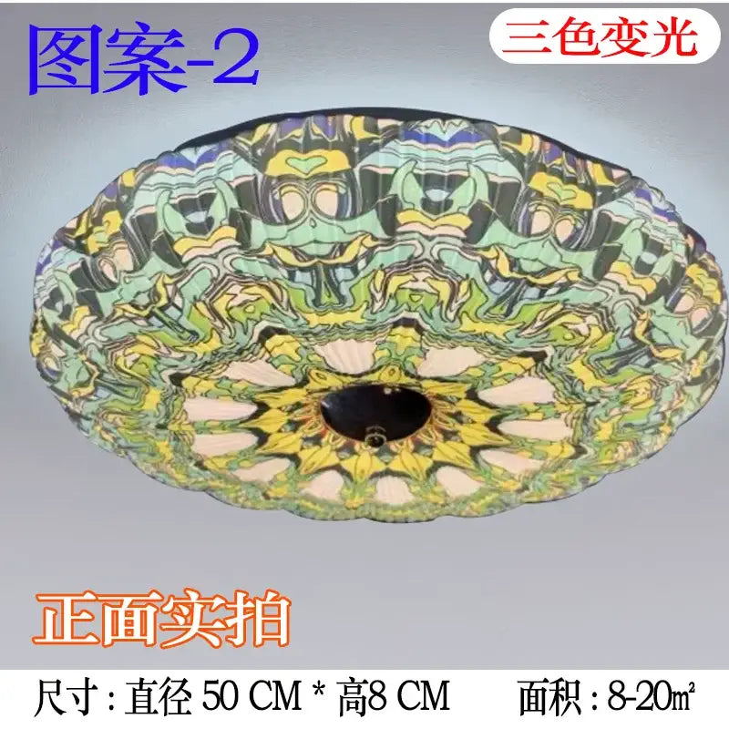 Bohemian colorful mandala led ceiling lights for bedroom
