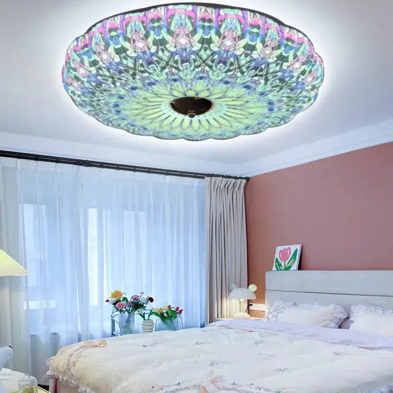 Bohemian colorful mandala led ceiling lights for bedroom