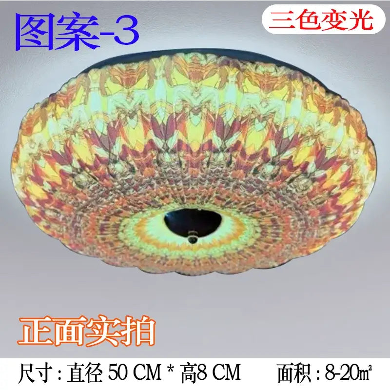 Bohemian colorful mandala led ceiling lights for bedroom