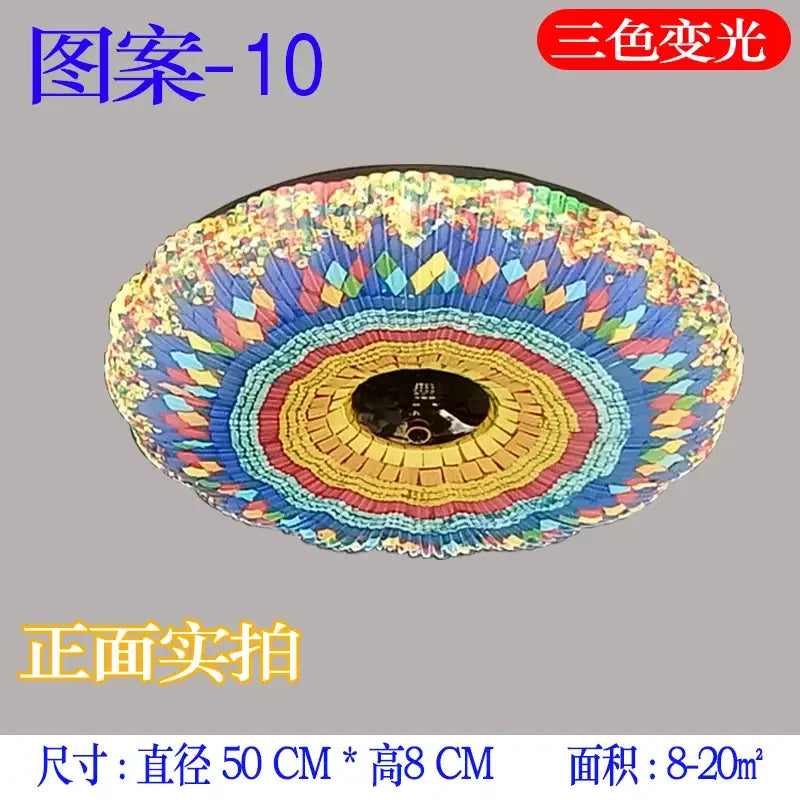 Bohemian colorful mandala led ceiling lights for bedroom