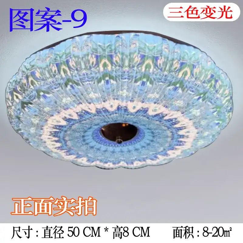Bohemian colorful mandala led ceiling lights for bedroom
