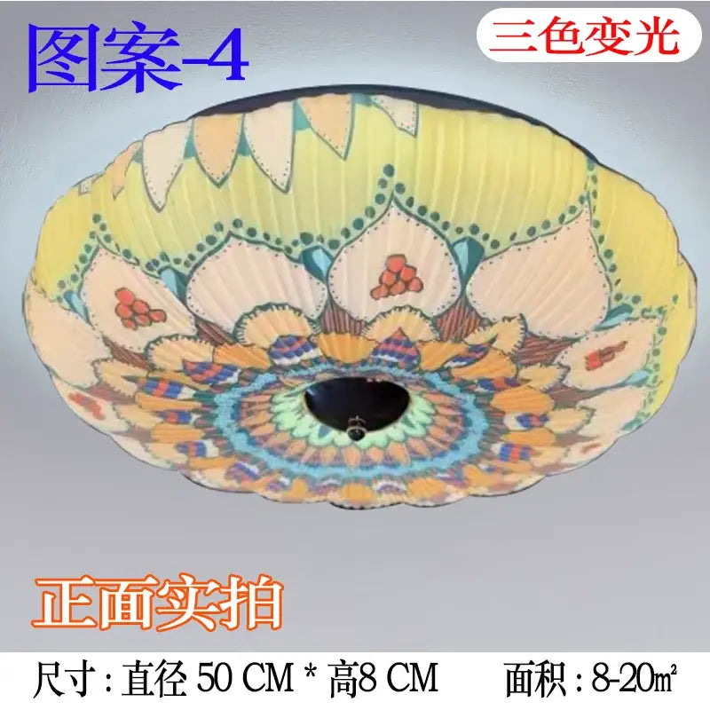 Bohemian colorful mandala led ceiling lights for bedroom
