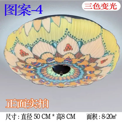Bohemian colorful mandala led ceiling lights for bedroom