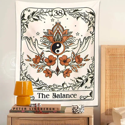 Bohemian cream balance tarot tapestry wall hanging bedroom decor