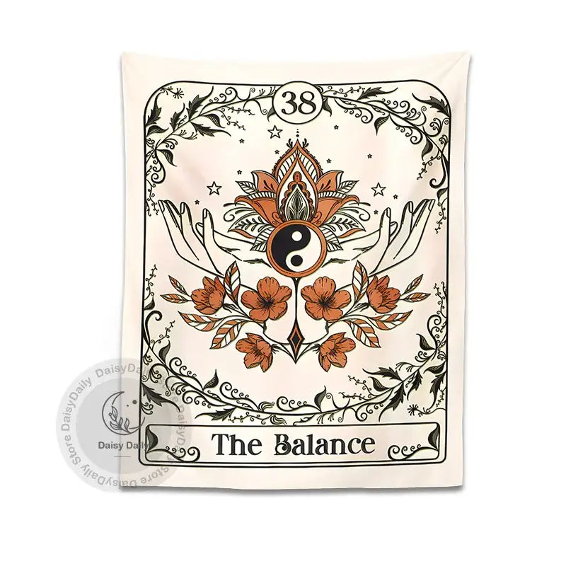 Bohemian cream balance tarot tapestry wall hanging bedroom decor