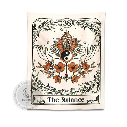 Bohemian cream balance tarot tapestry wall hanging bedroom decor