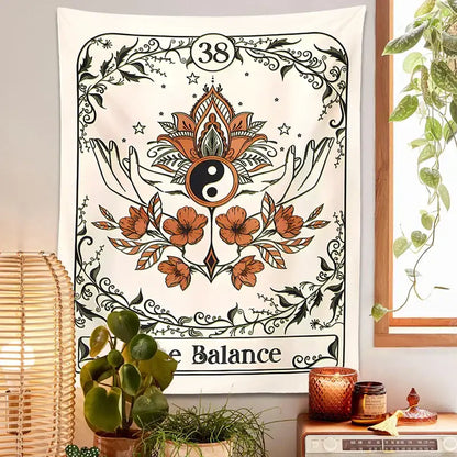 Bohemian cream balance tarot tapestry wall hanging bedroom decor