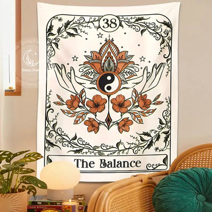 Bohemian cream balance tarot tapestry wall hanging bedroom decor