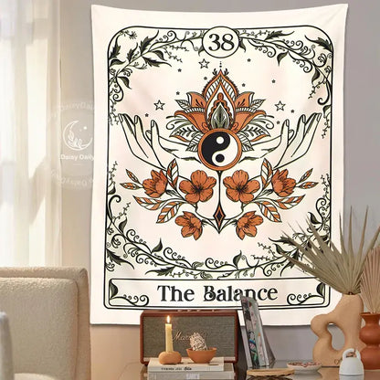 Bohemian cream balance tarot tapestry wall hanging bedroom decor