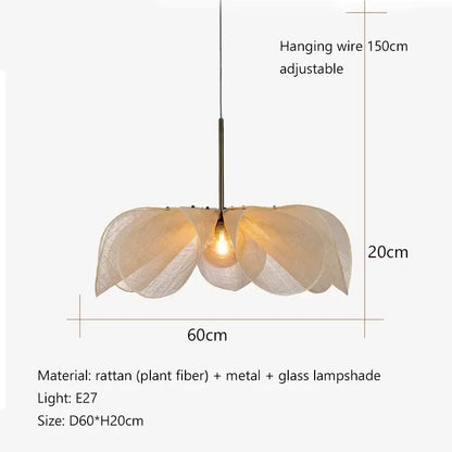 Bohemian cream fabric flower chandelier for dining room lighting