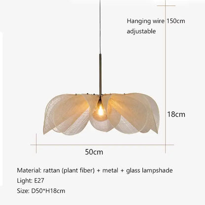 Bohemian cream fabric flower chandelier for dining room lighting