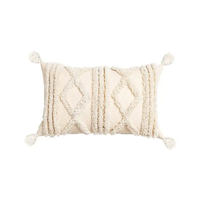 Bohemian cream geometric tassel cushion covers living room decor