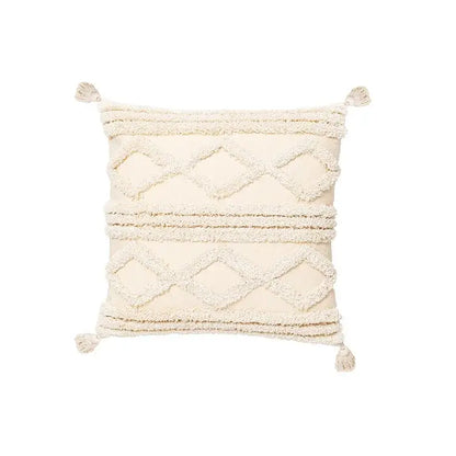 Bohemian cream geometric tassel cushion covers living room decor