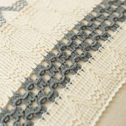 Bohemian cream & gray geometric tassel cushion cover living room
