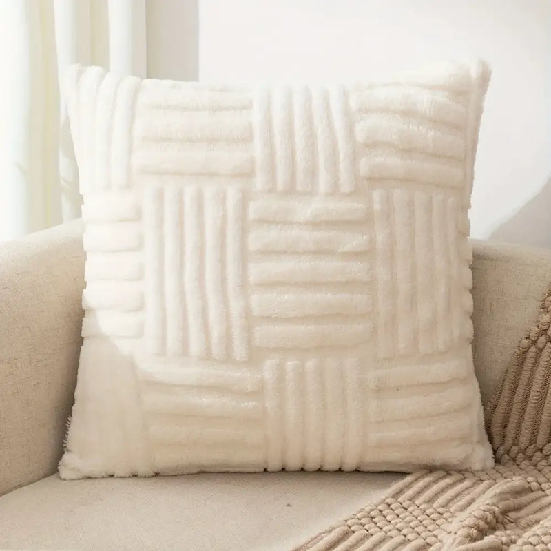 Bohemian cream velvet knitted cushion cover living room pillow case