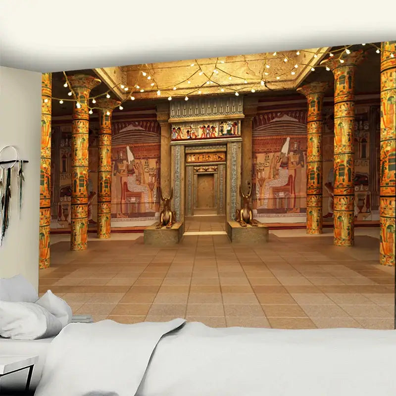 Bohemian egyptian building tapestry wall hanging for bedroom decor