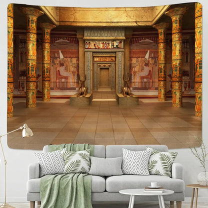 Bohemian egyptian building tapestry wall hanging for bedroom decor
