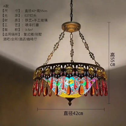Bohemian exotic stained glass pendant lights dining room mosaic gold