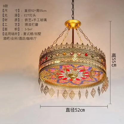 Bohemian exotic stained glass pendant lights dining room mosaic gold