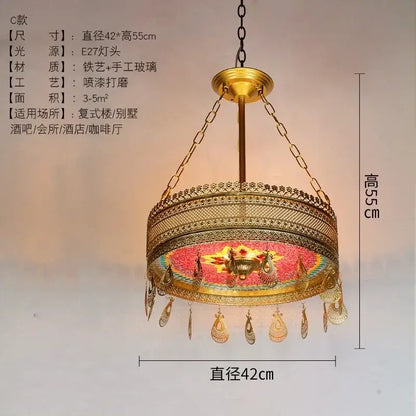 Bohemian exotic stained glass pendant lights dining room mosaic gold