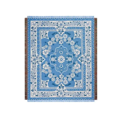 Bohemian floral leisure blanket rust and cream living room throw