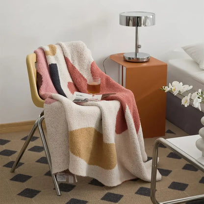 Bohemian flower knitted throw blanket cream floral bedroom decor