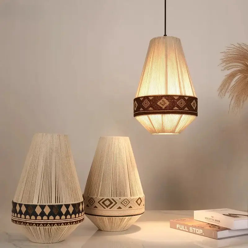 Bohemian fringe pendant lamp – dining room woven tassel light