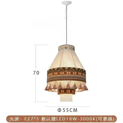 Bohemian fringe pendant lamp – dining room woven tassel light