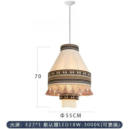 Bohemian fringe pendant lamp – dining room woven tassel light