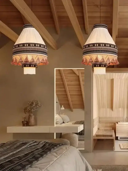 Bohemian fringe pendant lamp – dining room woven tassel light