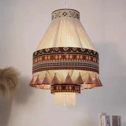 Bohemian fringe pendant lamp – dining room woven tassel light