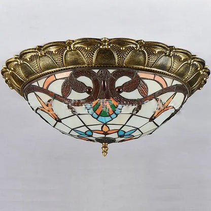 Bohemian glass ceiling light amber stained glass bedroom lamp