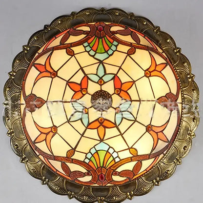 Bohemian glass ceiling light amber stained glass bedroom lamp