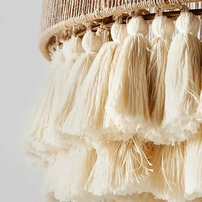 Bohemian hemp rope tassel pendant light for dining room 3 pack