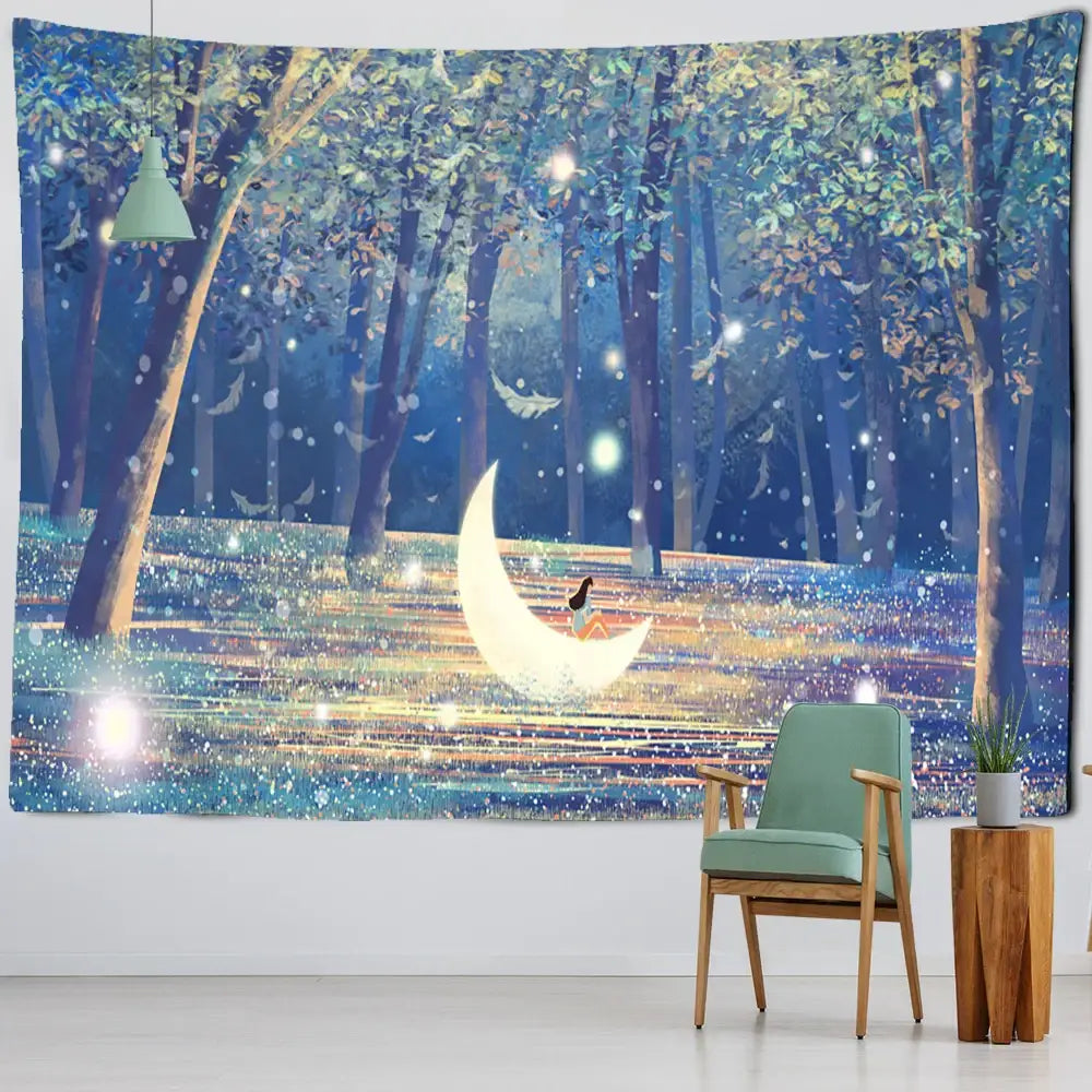Bohemian jungle animal tapestry wall hanging for children room art