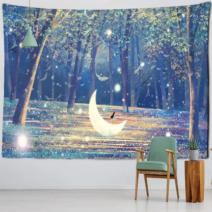 Bohemian jungle animal tapestry wall hanging for children room art