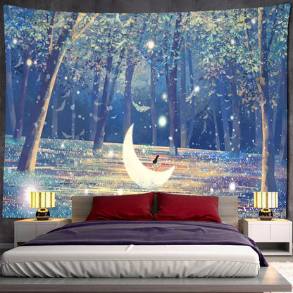 Bohemian jungle animal tapestry wall hanging for children room art