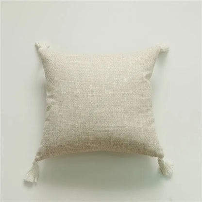 Bohemian loop white plush cushion cover living room leaf decor
