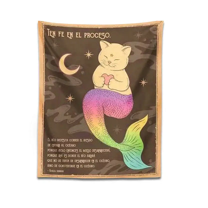 Bohemian moon cat wall art rainbow mermaid tapestry bedroom decor