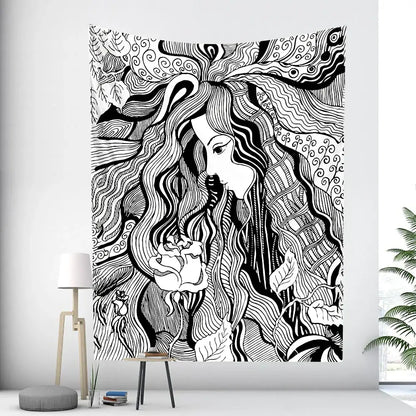 Bohemian moon tarot tapestry blue and purple bedroom wall art