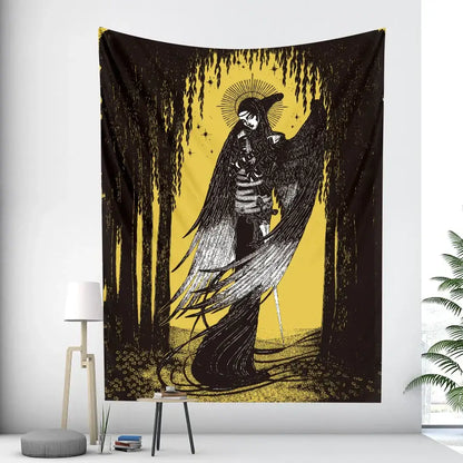 Bohemian moon tarot tapestry blue and purple bedroom wall art