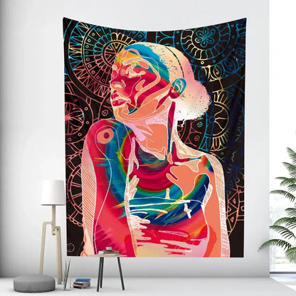 Bohemian moon tarot tapestry blue and purple bedroom wall art