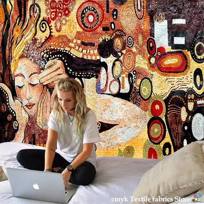 Bohemian mosaic murals tapestry wall art for living room decor