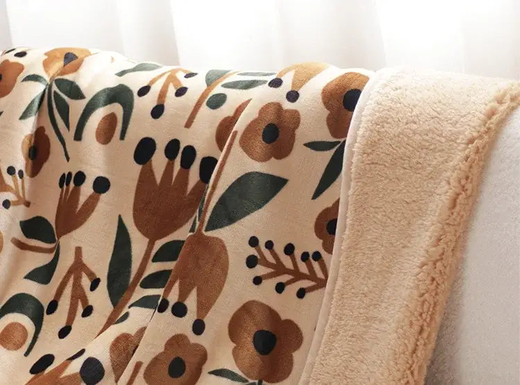 Bohemian multicolored striped coral fleece sofa blanket living room