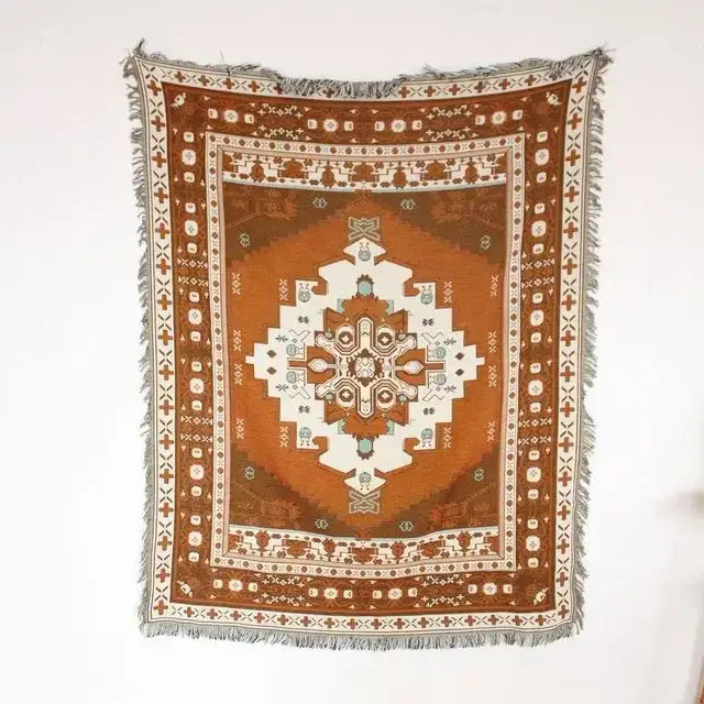 Bohemian outdoor blanket gray tiger tapestry rug living room throw