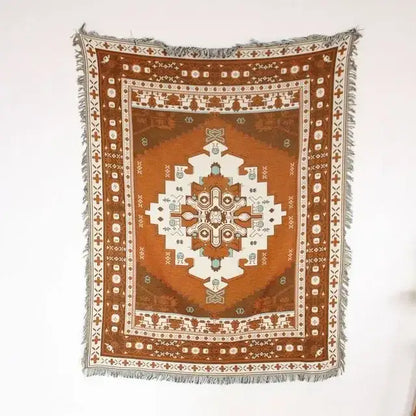Bohemian outdoor blanket gray tiger tapestry rug living room throw