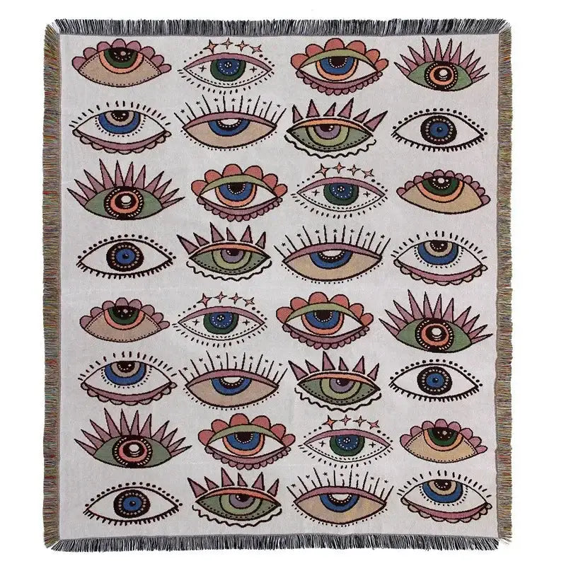 Bohemian outdoor blanket gray tiger tapestry rug living room throw