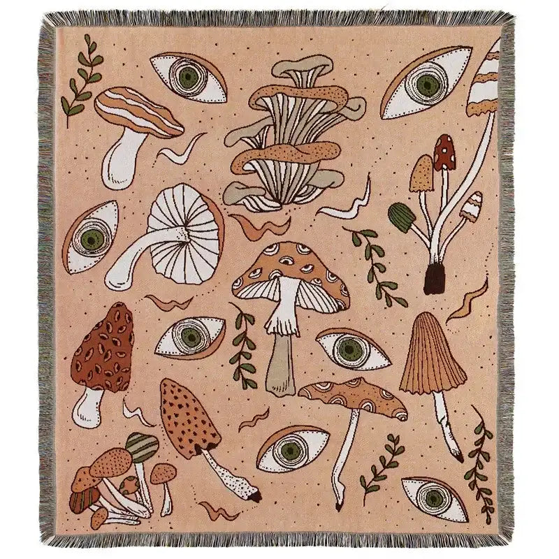 Bohemian outdoor blanket gray tiger tapestry rug living room throw
