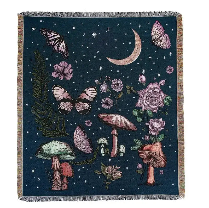 Bohemian outdoor blanket gray tiger tapestry rug living room throw