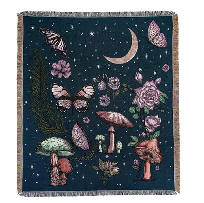 Bohemian outdoor blanket gray tiger tapestry rug living room throw
